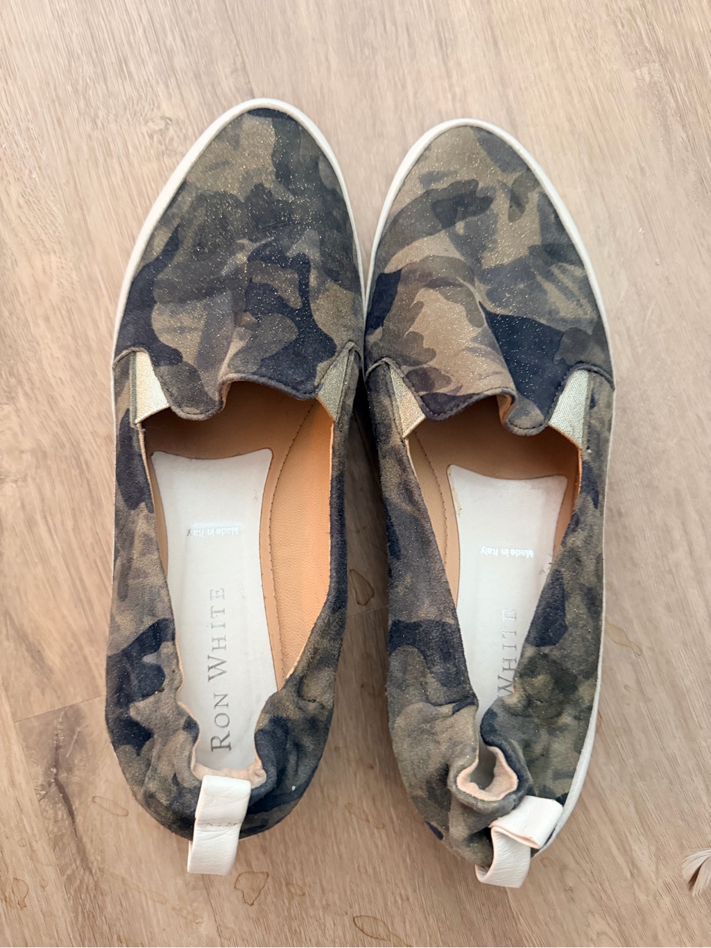 Ron White Camo Slip-On Sneakers With Slight Sparkle